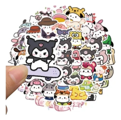 50 Stickers Mix Hello Kitty / Kuromi / My Melody - Pegatinas