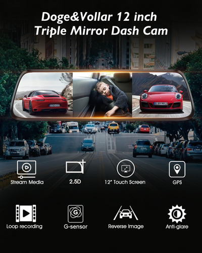 Mirror Dash Cam Koxame 12 4k Con Tarjeta De 64 Gb, Wifi, Gps