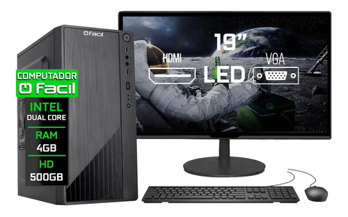Imagem 1 de 4 de Computador Pc Completo Fácil Pentium Dual-core 4gb Hd 500gb
