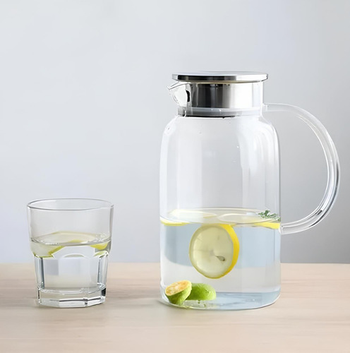 Jarra De Vidro Com Tampa De Inox 1,8 Litros Cor Transparente