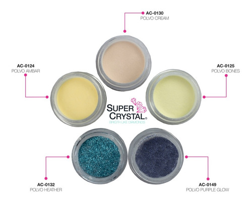 Polvos Acrilicos De Colores Super Crystal