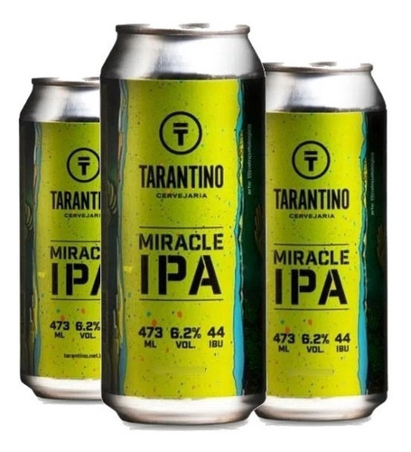 3x Cerveja Tarantino Miracle Ipa Lata 473ml