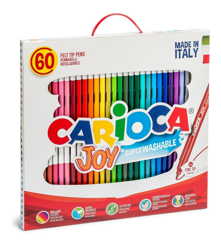 Marcadores Finos Carioca Joy  X60 Colores Hecho En Italia