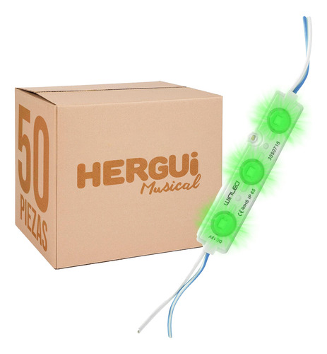Paq. 50 Pzas. De Modulo 3 Leds Smd2835 0.72w Verde Exterior
