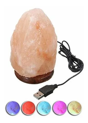 Lámpara De Sal Del Himalaya Con Led De Colores.