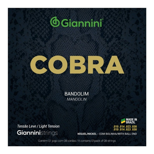 Encordoamento P/ Bandolim Giannini Cobra Gesbn Leve 010