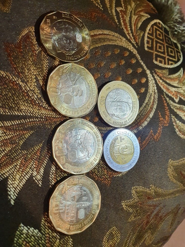 Pack De 6 Piezas De Monedas De: 20, 10 Y 5 Pesos Mexicanos 