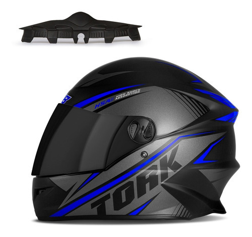 Capacete Fechado R8 Integral Viseira Fume + Narigueira Cor Azul-escuro Tamanho do capacete 60