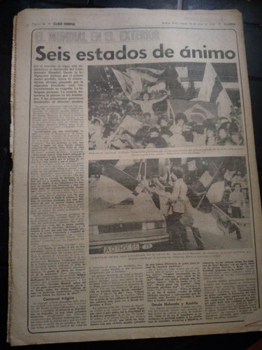Diario Clarín Mundial 78 Cesar Menotti Alonso 16 6 1978 (Usado)