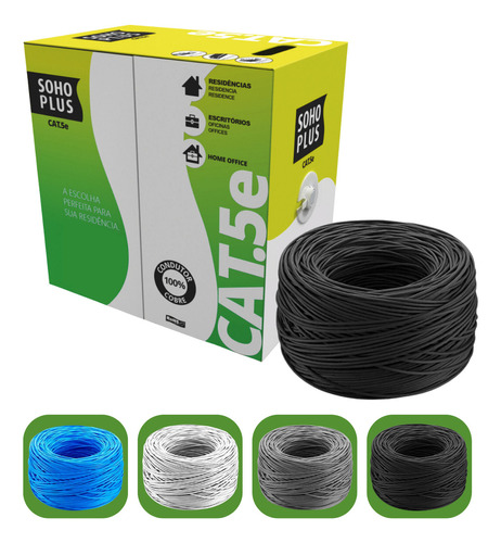 Cabo Rede Furukawa Cat5e Soho Plus 1830 Metros 6x 305 Metros Cor Preto