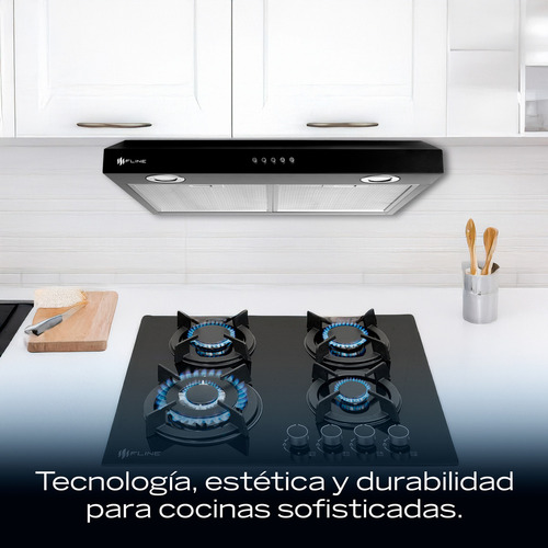 Combo Parrilla De Gas 4 Quemadores Y Campana 60cm Os4br60 Color Negro