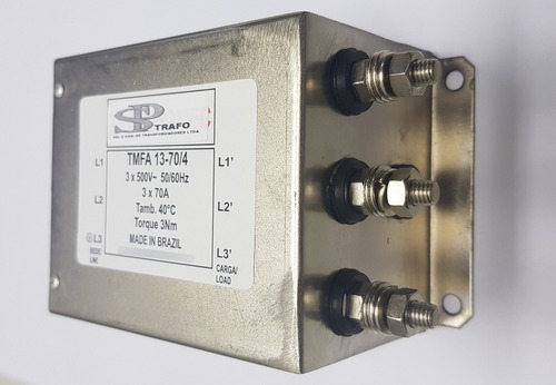 Filtro De Linha Rfi-emi - Tmfa 13-70/4 70a 500v - Sptrafo Cinza