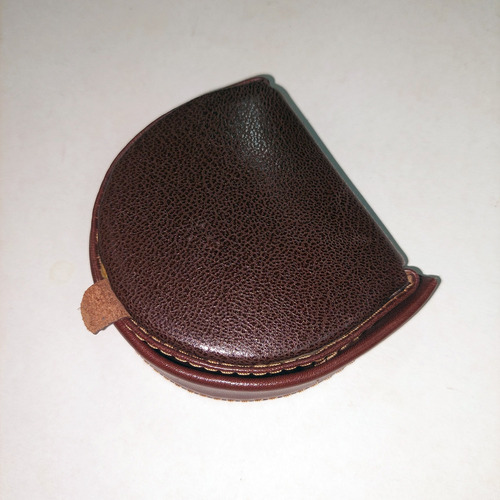 Antiguo Monedero Porta Monedas U Objetos Cuero Marron Oscuro