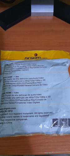 Cable Hdmi Importado 1080 1.8metros Argom Full Hd