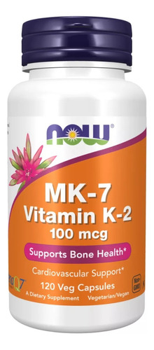 Vitamina K2 Mk-7 Now 120 Cáps 100mcg Alta Absorção Importado