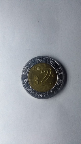Moneda Dorada 2 Pesos 2018 México Bimetálica Sin Circular