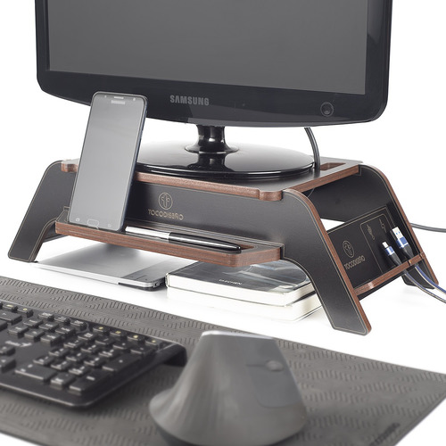 Stand Base Eleva Monitor Pc-notebook Con Porta Celular