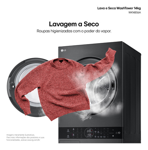 Lava E Seca Torre Washtower 14kg Black Inox - 127v