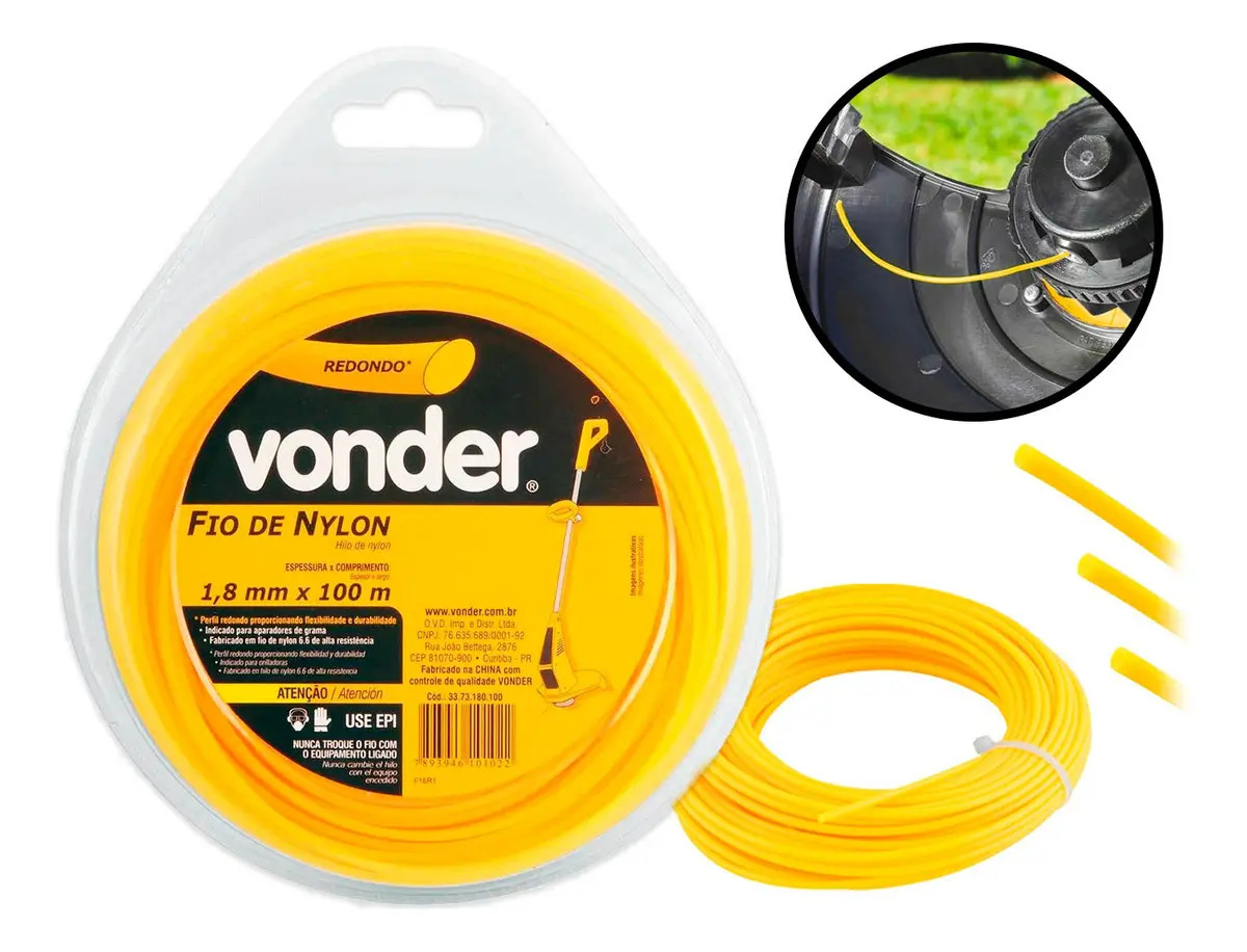 Fio Nylon Redondo 1,8mm X 100m Vonder