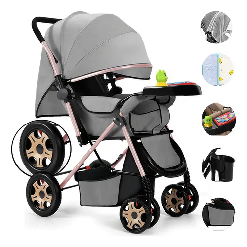 Carrinho De Bebê Compact Reversível Dobrável 0-25kg Cáqui