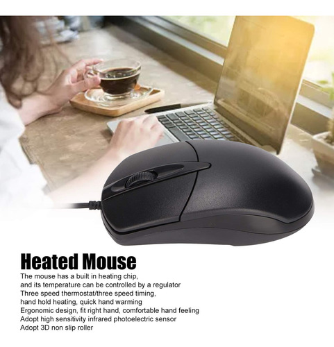 Aquecedor De Mouse Aquecido De 3 Níveis Ajustável Preto Ergo