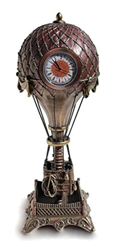 Steampunk Globo De Aire Caliente Con Reloj Estatua Escultura