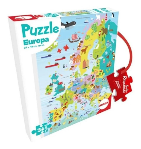 Imagen 1 de 1 de Puzzle Rompecabezas 36 Piezas Mapa Europa Antex Playking
