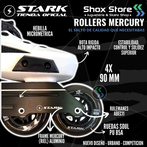 Rollers Stark Mercury 2.0 4 X90mm Bota Rigida Profesional