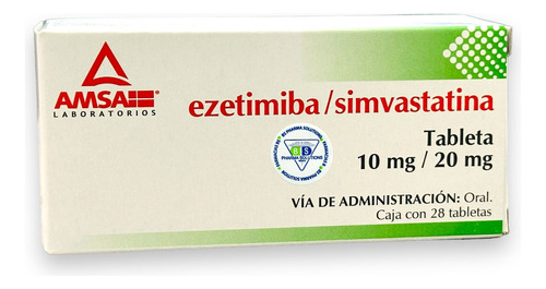 Ezetimiba/simvastatina 10mg/20mg  C/28 Tabletas Amsa