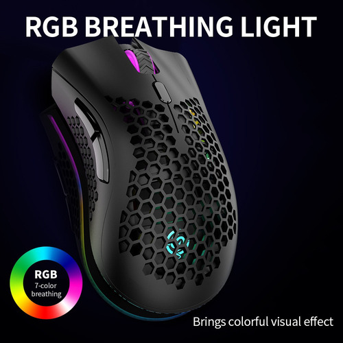 Mouse Gamer Sem Fio 2,4g Recarregável Luz Rgb