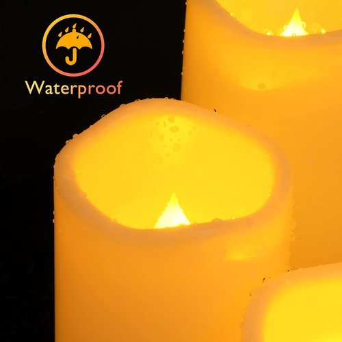 Velas Impermeables Sin Llama Homemory, Velas De Pilas Led Dark Ivory Set Of 5