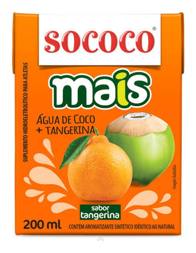 Água De Coco Sococo Mais Tangerina 200ml - Kit Com 6