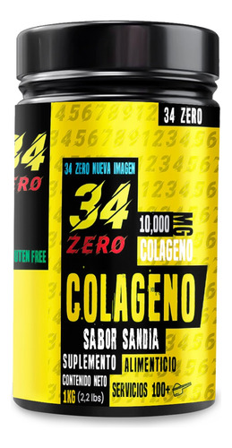 Colágeno Hidrolizado Polvo 34 Zero 1 Kg Sabores 200 Servis Sabor Sandía