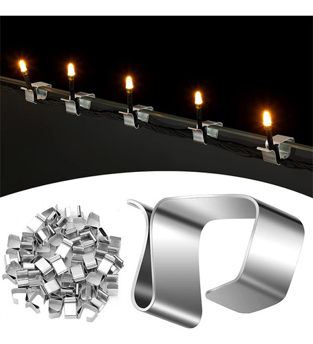 (a) De 50 Clips De Canaleta Para Luces, Ganchos De Metal Dur
