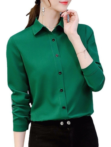 Camisa De Solapa For Mujer, Informal, Oficina Formal, Blusa