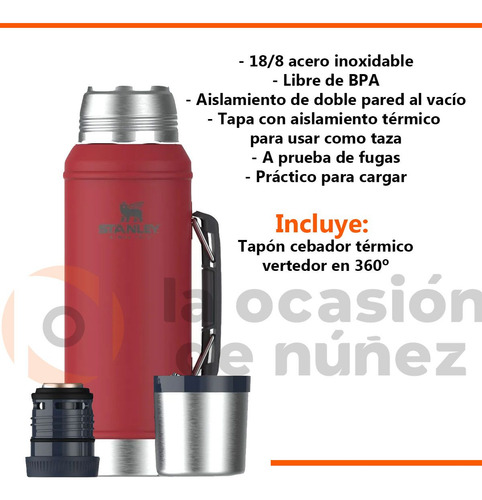 Stanley Termo Clasico 950 Ml Con Manija Tapon Cebador P/mate