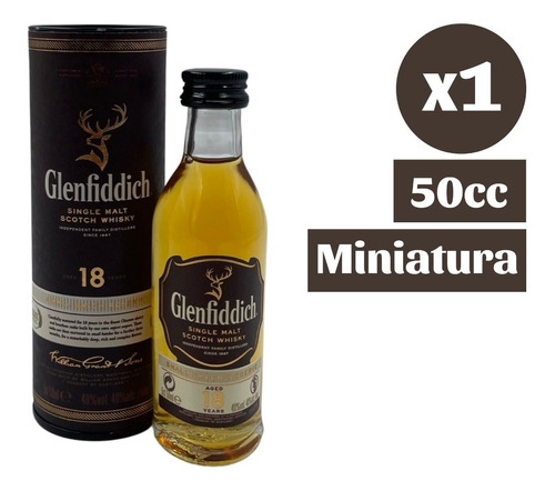 Miniatura 50cc Whisky Glenfiddich 18 Años Single Malt 