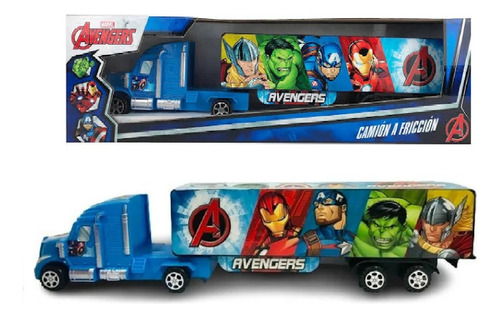 Super Camión A Friccion Grande Avengers Sebigus Playking Color Azul