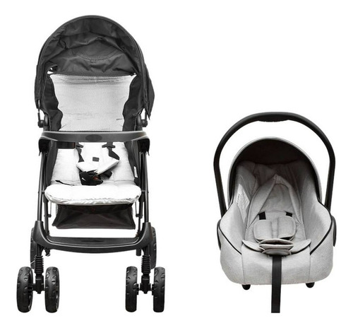 Carriola Sistema De Viaje Baby Throne 2 Piezas Color Negro Chasis Negro