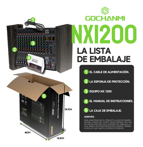 Mezcladora Audio Gc Nx1200 Audio Mixer Dj 12 Canales 99 Dsp