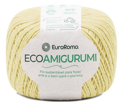 Fio Ecoamigurumi Euroroma 254mts 160g 254mts Crochê Tricô Cor 0400- Amarelo Bebê