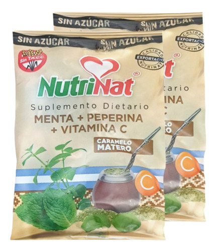 Caramelos Menta, Peperina Vit C Matero Nutrinat 50g Pack X2