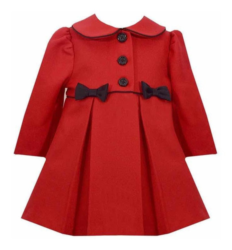 Abrigo Con Vestido Rojo Con Moños Para Bebé Navidad