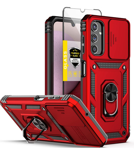 Funda Para Samsung A14 Grado Militar Rojo