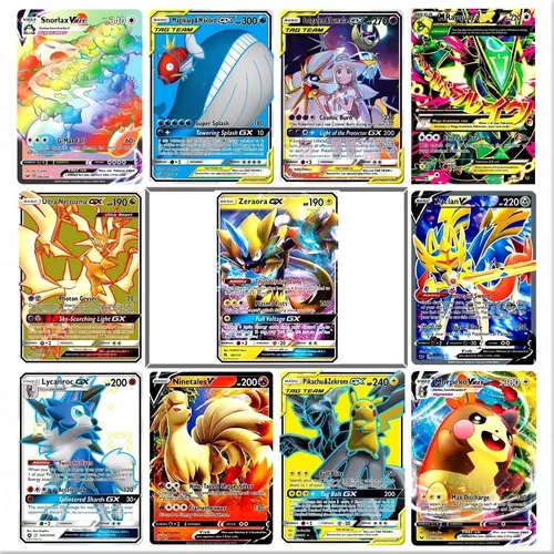 Kit 30 Cartas Pokemon Vmax V Aliados Gx + Carta Zeraora Gx