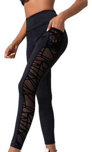 Pantalones De Yoga F Para Mujer, Talla Grande, De Malla, Ret