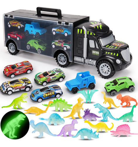 Camiones De Juguete De Transporte De Dinosaurio Con 16 Figur