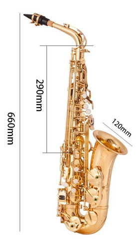 Saxofón Alto Eb Laqueado Alta Calidad, Kit Completo, Ligero