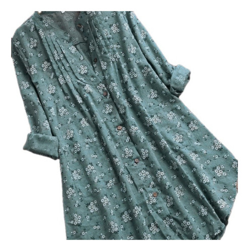 Blusa De Pescador/camisa Casual Con Estampado Floral
