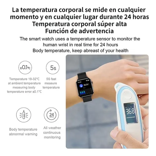 Smartwatch que online mide temperatura corporal